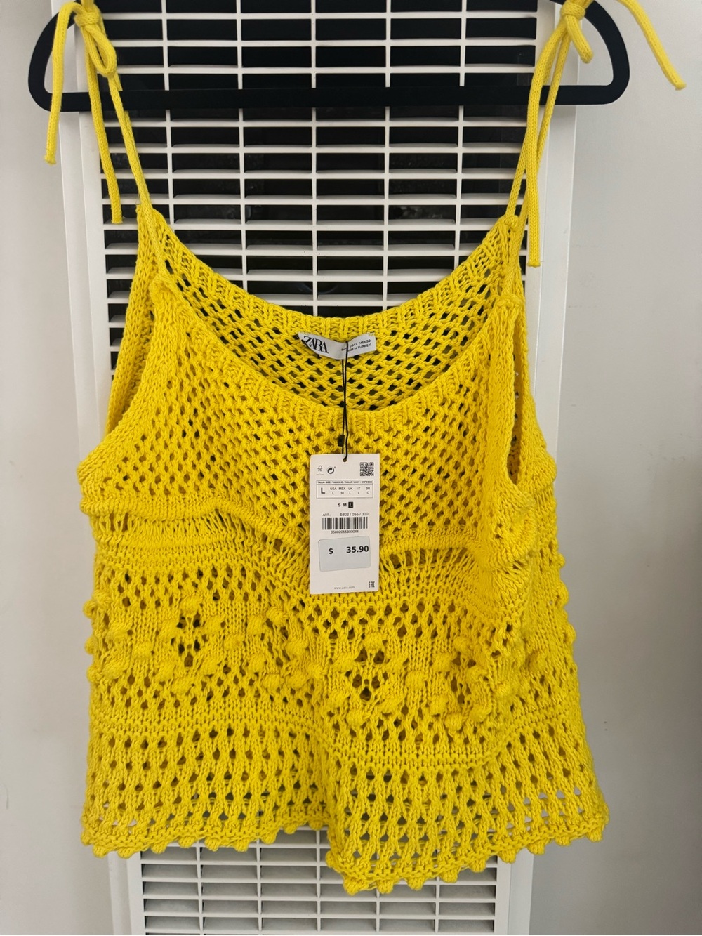 ZARA Bright Yellow Crochet Tie-Shoulder Camisole